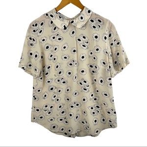 Equipment Cream Blouse with Black Floral Print